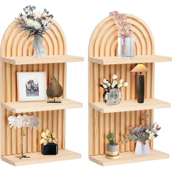 police DŘEVĚNÉ OBLOUKOVÉ POLICE NA ZEĎ, 2 KUSY, NA KNIHY