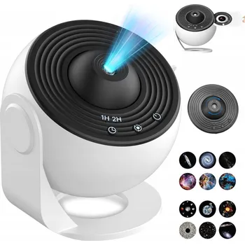 Dětské svítidlo PROJEKTOR NOČNÍ OBLOHY 12 OTOČNÝCH DISKŮ PLANETY NOČNÍ LAMPA LED USB DÁREK bílá