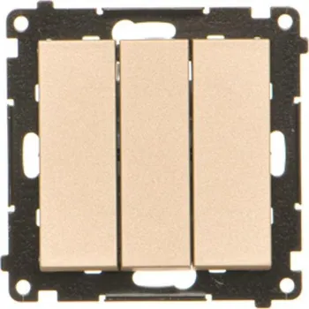 vypínač Tlačítko zapínací 3 násobné, řazení 1/0+1/0+1/0, 10 A / 230 V~,, Simon 55 TP31.01/144, champagne metalizovaná