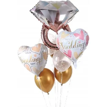 Balónek Sada svatebních balónků, 9 kusů růžovo-zlaté-bílé