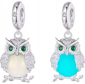 Přívěsek Svítící sova přívěsek Stříbro 925 platina sovička