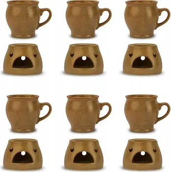 Kameninové hrnky na svařené víno se ohřívači KERA PIASEK 12 ks