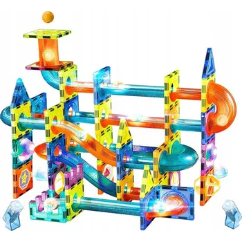 ostatní stavebnice STAVEBNICE KOSTKY SVÍTÍCÍ KULIČKOVÁ DRÁHA SJEZD pro kuličky 110 dílů VELKÁ sada