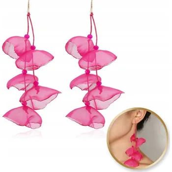 Náušnice Náušnice Visací Efektní Tylové S Korálky Fuchsia