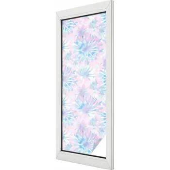 Okenní dekorace Samolepicí fólie na okno proti slunci - mléčná, květinové akvarely 50x146 cm