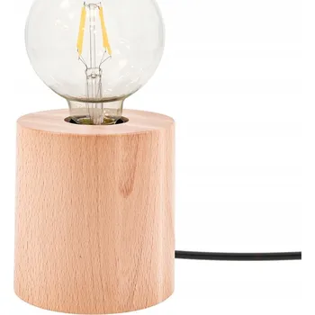 Lampička Trongo Kulatá Stolní Lampa 1xE27 Max.25W Bukové Dřevo / Černý PVC Kabel