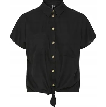 Dámská košile Pieces dámská košile s dlouhým rukávem bez vzoru šedá PIECES-17154736 BLAC velikost M