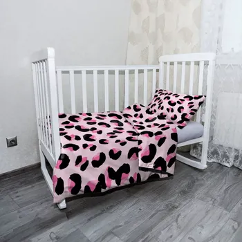 Povlečení Sablio Mikroplyšové dětské povlečení do postýlky Růžový gepard - 120x90 / 40x60