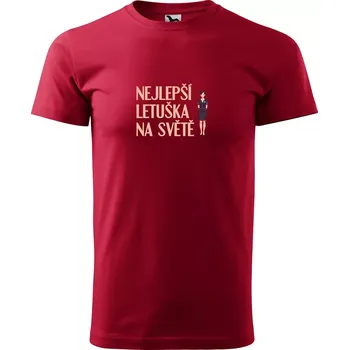 Sablio Tričko s potiskem Nejlepší letuška na světě - červené 5XL