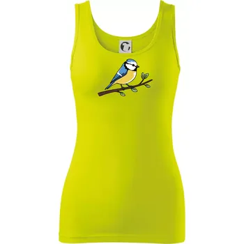 Sýkorka modřinka na větvi - Dámské tílko - S ( Limetková )