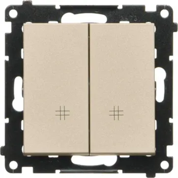 vypínač Vypínač křížový 2 násobný, řazení 7+7, 10 A / 230 V~, bezšroubové, Simon 55 TW7/2.01/144, champagne metalizovaná