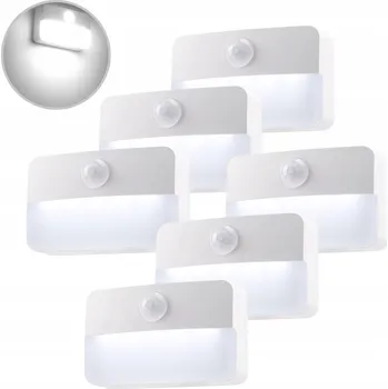 Lampička LED NOČNÍ LAMPA SE SOUMRAKOVÝM ČIDLEM, BATERIE, SAMOLEPICÍ 6 KS, STUDENÁ