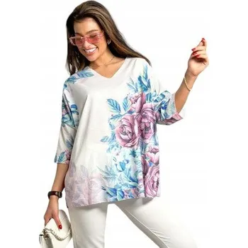 Dámská halenka ART2402 Bílá/Růžová Dámská Blůzka - Univerzální Velikost