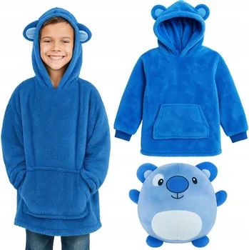 Dětská deka Teplá mikina, deka mikinová deka s kapucí pro děti 2v1, skládací polštář