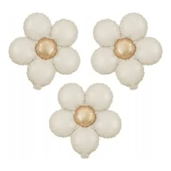 Balónek Fóliový balónek pastelově krémový květ sedmikráska narozeniny girlanda 3 ks