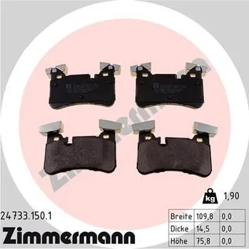 Brzdová destička Sada brzdových destiček, kotoučová brzda ZIMMERMANN 24733.150.1