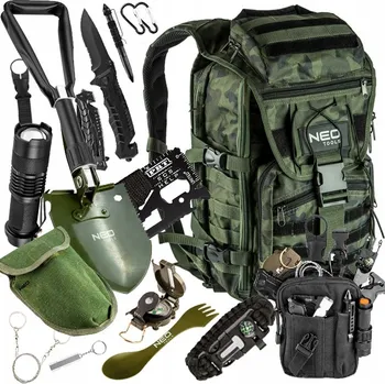 turistický batoh Vojenský Batoh NEO TOOLS 20-40 l zelený