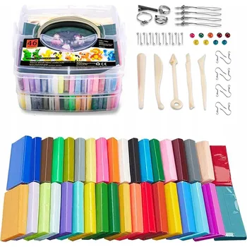 Modelovací hmota PĚNOVÁ PLASTELÍNA POLYMEROVÁ HLÍNA PLASTELÍNA 46 KOL SET + PŘÍSLUŠENSTVÍ MODELÍNA