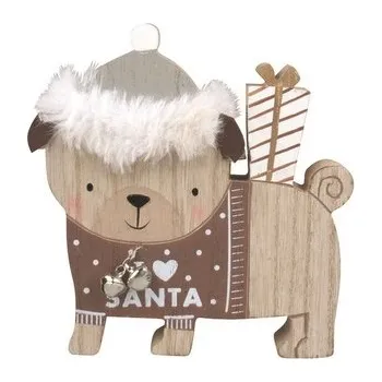 Vánoce Buldoček dřevěný na postavení 12 x 12,5 x 2 cm