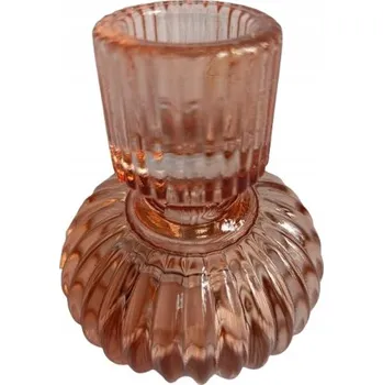 Svícen SKLENĚNÝ kulatý PODSTAVEC na SVÍČKU Stojan Stabilní STYLOVÝ 9x7,5 cm