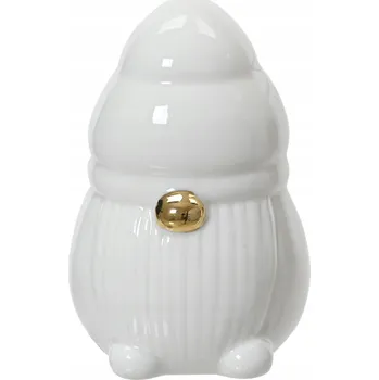 Vánoční dekorace Vánoční porcelánová figurka skřítka gnóm bílý basic 5,5x7,5cm 1 Ks