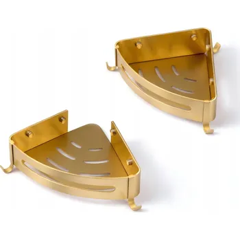 Drátěná police ROHOVÁ POLIČKA DO KOUPELNY 2ks zlatá Samolepicí + s otvory