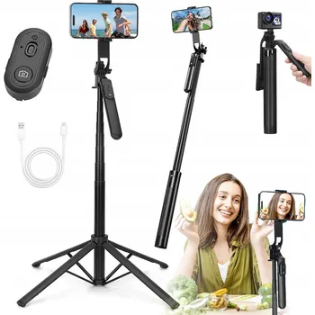 Selfie tyč SELFIE TYČ TELESKOPICKÁ AŽ 1,8 M SE STATIVEM A BLUETOOTH