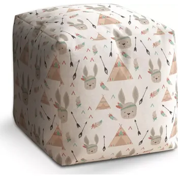 Taburet Sablio Taburet Cube Zajíci u stanu: 40x40x40 cm