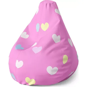 Sedací pytel Sablio Sedací vak Pear Srdce na růžové - 140 x 100 x 25 cm