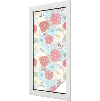 Okenní dekorace Dekorativní mléčná vitrážová fólie na okno s květinami, pastelové barvy 50x116 cm