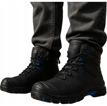 Pracovní obuv ZIMNÍ PRACOVNÍ OBUV S1 SRC BEZPEČNOSTNÍ KOTNÍKOVÁ OBUV S OCELOVOU ŠPIČKOU NUBUK KŮŽE VELIKOST 43