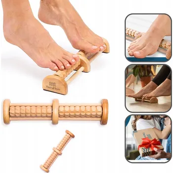 Masážní přístroj DŘEVĚNÝ MASÁŽNÍ PŘÍSTROJ NA NOHY RELAXAČNÍ S VÁLEČKEM MASÁŽNÍ DÁREK ULTRALEHKÝ