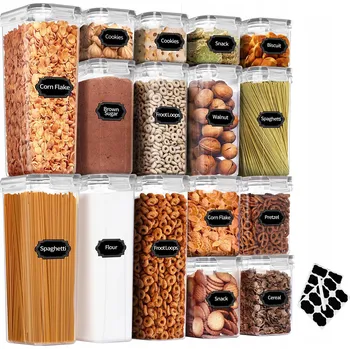 Dóza na potraviny KUCHYŇSKÁ NÁDOBA ZAVAŘOVACÍ SKLENICE PLASTOVÁ NA POTRAVINY SADA 16 Ks