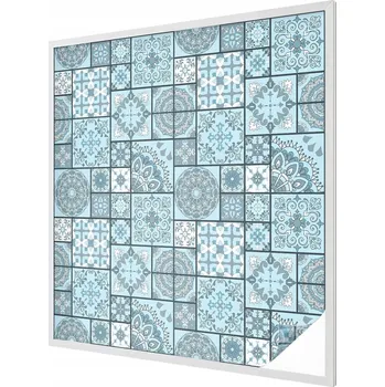 Okenní dekorace Dekorativní Samolepicí Fólie Vitráž na Sklo Okno Modré dlaždice 100x100 cm