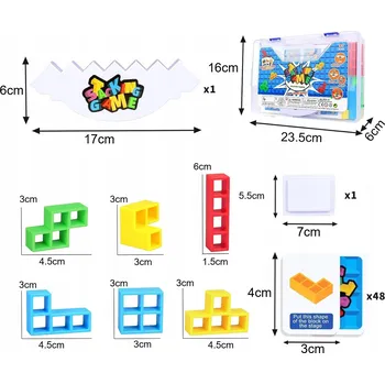 Hlavolam EDUCAČNÍ HRA TETRA TOWER SKLÁDAČKA TETRIS VĚŽE DÁREK 48 KOSTEK