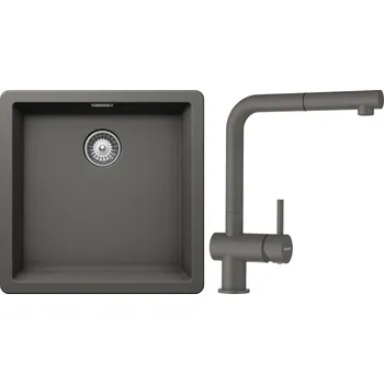 Granitový dřez Set Schock S12-2 (dřez Greenwich N-100 Silverstone + baterie Epos.120 Silverstone)