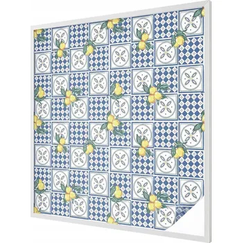 Okenní dekorace Fólie Dekorativní fólie s motivem vitráže na okno, Citronový vzor 100x100 cm