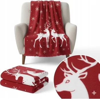 Přehoz na lůžko VÁNOČNÍ DEKA 150x200 PŘEHOZ NA POSTEL HRUBÁ MĚKKÁ TEPLÁ BAVLNA