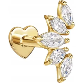 Náušnice Náušnice PIERCING STŘÍBRO 925 Labret zlatá se zirkony Marquise HELIX 1,2/8