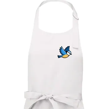 Kuchyňská zástěra Sýkorka modřinka na prsu - Dámská zástěra na vaření - Univerzální velikost ( Bílá )