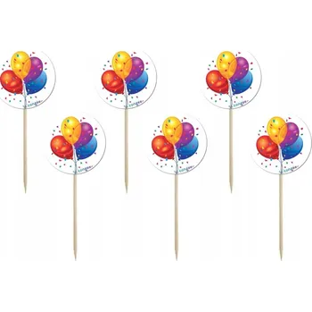 Party dekorace Zápichy do dortu cupcakes, narozeninové ozdoby, balónky, 6 Ks