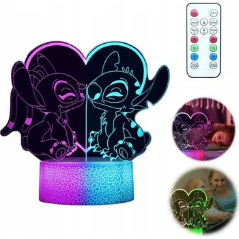 Lampička NOČNÍ LAMPA STICH STITCH 3D LED NA STŮL RGB PRO DĚTI S DÁLKOVÝM OVLÁDÁNÍM USB