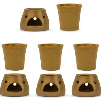 Kameninové hrnky na svařené víno KERA CERAMIKA PÍSKOVÁ BÉŽOVÁ 8 dílů