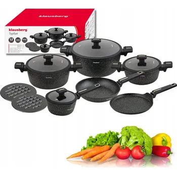 Sada nádobí KLAUSBERG KB-7966 Sada hrnců 12 dílů – mramorový povrch, indukce/plyn