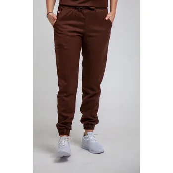 Dámské kalhoty Dámské zdravotnické kalhoty - Chocolate Brown L Jogger se stahovací šňůrkou