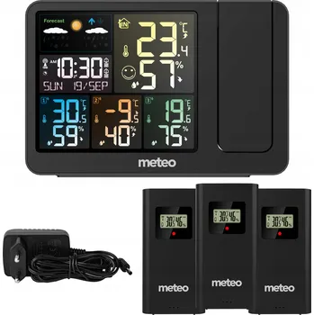 Meteostanice METEOROLOGICKÁ STANICE S DCF METEO SP300 PŘEDPOVĚĎ POČASÍ LASEROVÝ PROJEKTOR + 3 SENZORY