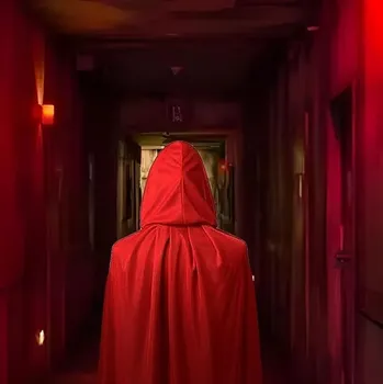 Karnevalový kostým KOSTÝM HALLOWEEN KABÁT OBOUSTRANNÝ S KAPUCÍ KOSTÝM PŘEVLEK UPÍRA