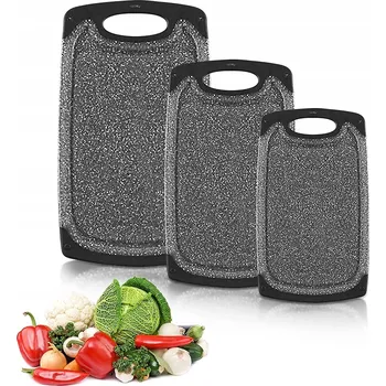 Kuchyňské prkénko PRKÉNKA NA KRÁJENÍ 3 KS PLAST BEZ BPA PROTISKLUZOVÁ S DRÁŽKOU