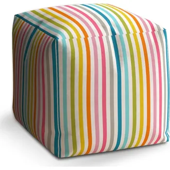 Taburet Sablio Taburet Cube Barevné proužky: 40x40x40 cm