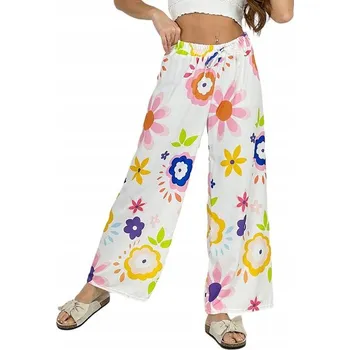 Dámské kalhoty DÁMSKÉ KALHOTY S KVĚTINOVÝM VZOREM AP123A WH/PINK Univerzální